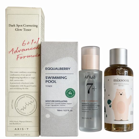 Korean Skincare Toner Serum Essence Bundle Axis-Y Anua Mixsoon Equalberry